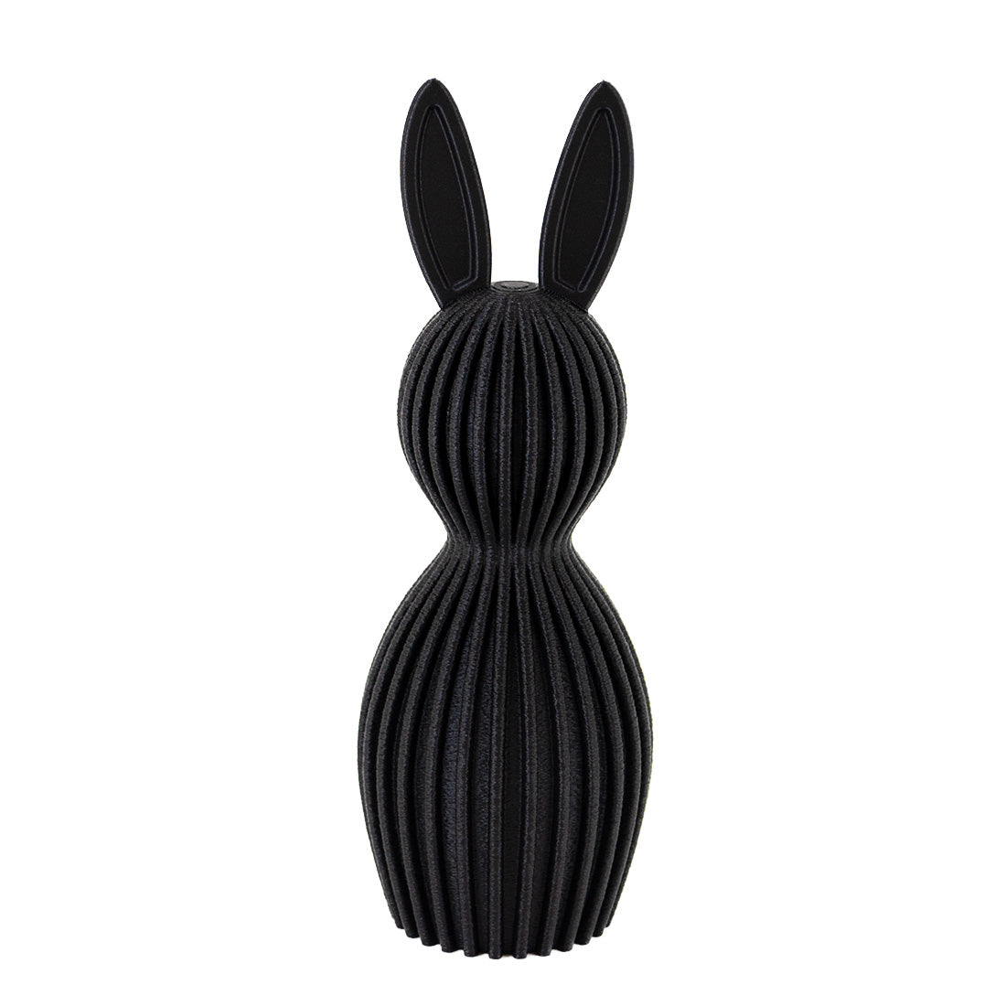 3D gedruckter Hase Max in Deep Black – schlichte, stilvolle Osterdeko mit geraden Ohren.