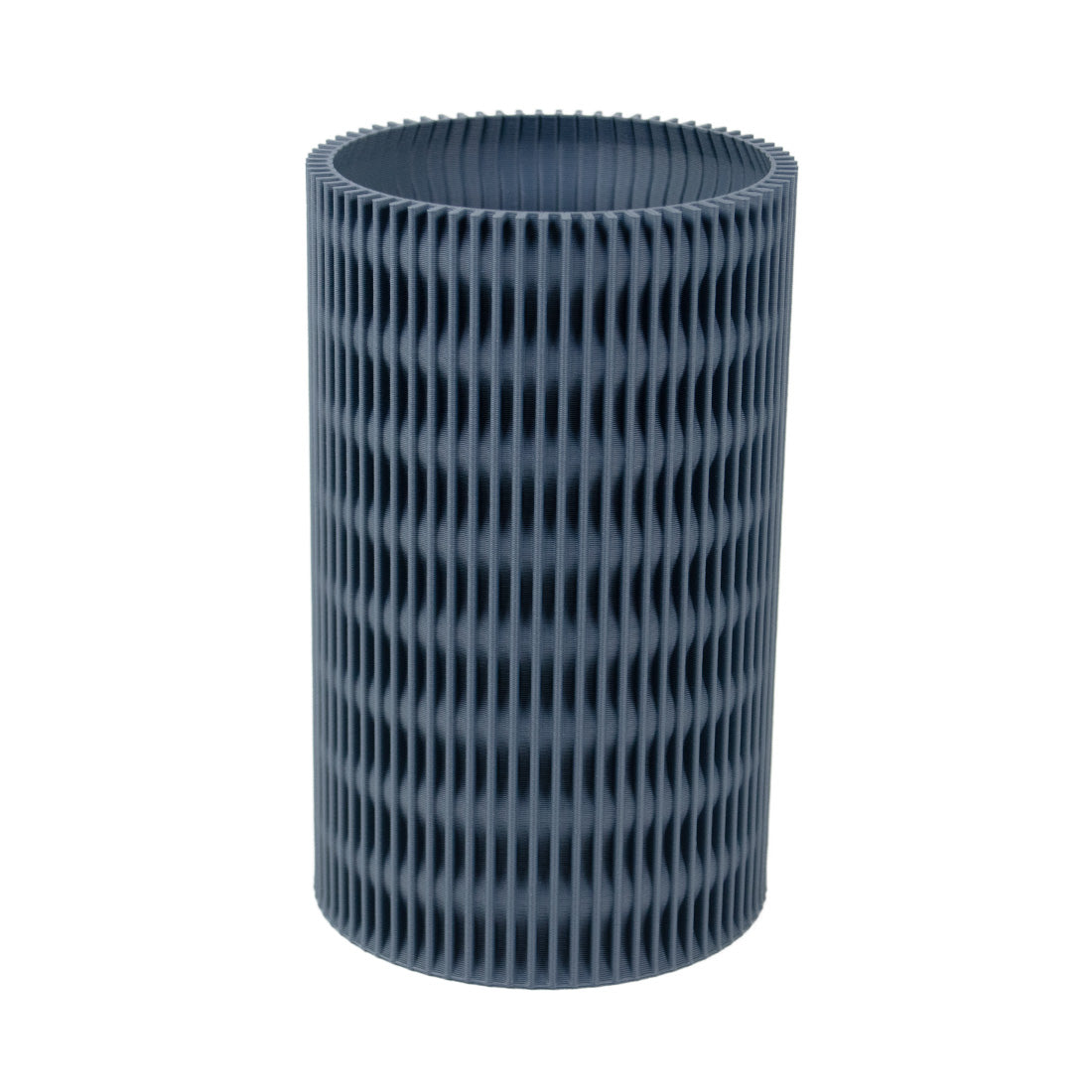 Moderne Vase Melli in Dunkelgrau mit strukturierter Oberfläche, für große Blumensträuße im Wohnzimmer.